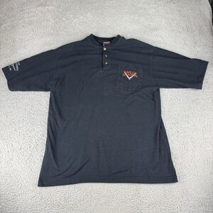 Harley Davidson Black Short Sleeve henley shirt Men's Medium Vintage Y2k Biker‎